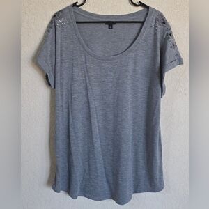 Torrid Size 2 Gray Short Sleeve Top with Embellished Detail On Shoulders